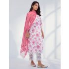 Pink Lace Chiffon Dupatta