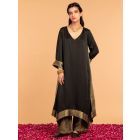 Black Modal Satin Zari Kurta