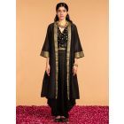 Black Modal Satin Zari Shrug