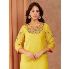 Lemon Yellow Embroidered Chanderi Kurta