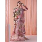 Pink Printed Viscose Organza Dupatta