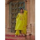 Yellow Mirror Work Viscose Organza Dupatta