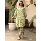 Blue Printed Cotton Kurta