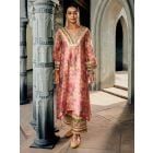 Pink Printed Viscose Chanderi Kurta