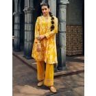 Yellow Ikat Printed Cotton Kurta