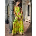 Lime Green Printed Cotton Silk Kurta