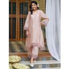 Pink Lace Work Chanderi Kurta