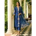 Blue Organza Dupatta