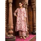 Old Rose Printed Chanderi Kurta with Pants- Set of 2