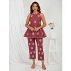 Burgundy Emboridered Cotton Co-ords - Set of 2