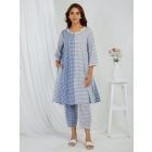 Blue Printed Cotton Kurta