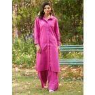 Pink Cotton Kurta with Palazzo - Set of 2