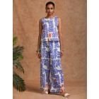 Purple Printed Cotton Top with Palazzo - Set of 2