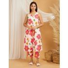 White Printed Cotton Kurta with Pants- Set of 2