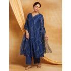 Blue Gota Work Chanderi Suit - Set of 3