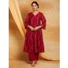 Maroon Gota Work Chanderi Kurta