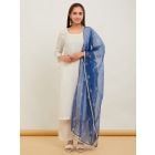 Blue Printed Organza Dupatta