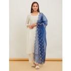 Blue Embroidered Organza Dupatta
