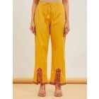 Yellow Lace Work Cotton Pants