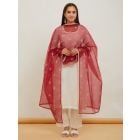 Red Printed Organza Dupatta