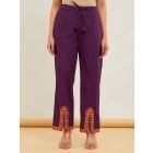 Purple Lace Work Cotton Pants