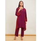 Purple Cotton Silk Kurta with Pants - Set of 2
