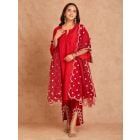 Red Chanderi Suit - Set of 3