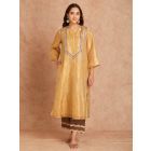Golden Lace Work Tissue Kurta