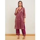 Purple Striped Tissue Kurta with Pants - Set of 2