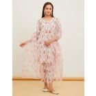 Ivory Pink Printed Cotton Suit - Set of 3