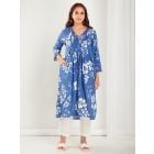 Blue White Printed Cotton Kurta