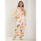 Ivory Printed Cotton Slub Co-ord Set - Set of 2