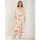 Ivory Printed Cotton Slub Kurta
