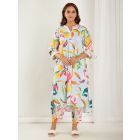 Blue Printed Cotton Slub Kurta