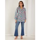 Green Pink Printed Cotton Shirt
