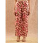 Wine Printed Viscose Chanderi Pants
