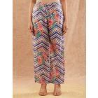 Blue Printed Viscose Chanderi Pants