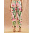 Green Pink Printed Cotton Cambric Pants