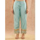 Light Blue Lace Work Viscose Chanderi Pants