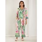Multicolor Printed Cotton Cambric Kurta with Pants - Set of 2