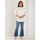 White Embroidered Poplin Shirt