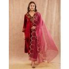 Pink Lace Work Organza Dupatta