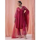 Pink Printed Organza Dupatta