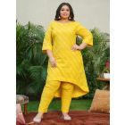 Yellow Bandhani Printed Cotton Kurta with Pants - Set of 2