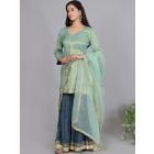Light Green Embroidered Tissue Chanderi Silk Sharara Suit - Set of 3