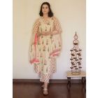 Off White Printed Cotton Suit - Set of 3