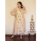 Off White Printed Cotton Kurta with Pants- Set of 2