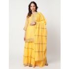 Yellow Zari Embroidered Chanderi Silk Sharara Suit - Set of 3