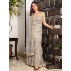 Grey Gota Work Tissue Chanderi Silk Sharara Suit - Set of 3