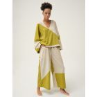 Cream Green Handwoven Cotton Dobby Top